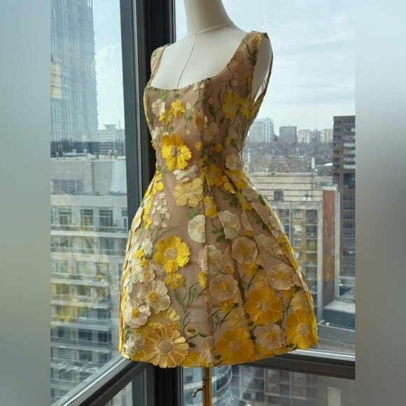 🆕 BRONX & BANCO 🧿 NWOT Jasmine Maraya Structured Mini Dress, Yellow, Sz L US 8 - Picture 6 of 16
